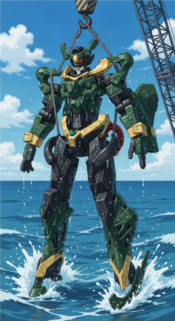 今回はかなりの写真を撮ったので、Part.Ⅱへと続く。一旦海から引き揚げられたシーンのアニメ風画像で〆。