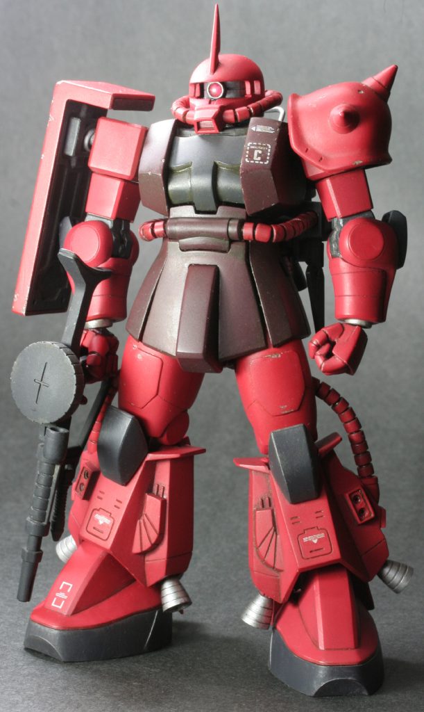 塗装のほうは、アルミスプリングのプライマー処理が手直し段階で、剥げてしまって修正効かないので、メッキが目立たないようにスラスターやらバーニアやらにシルバー塗ってごまかしています。一部当時の梨地下地を残したりしてあります。