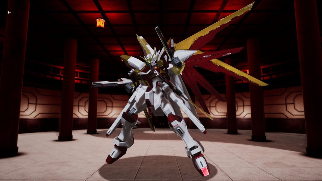 ゲーム「ガンダムブレイカー４」での機体画像。ゲームとして遊べるだけではなく、プラモシミュレーターとしても活用しています。特にカラーリングを検討する際には便利ですね。イメージどおり作品に反映できたと思います。なお、今回から塗装はガンダムマーカーエアブラシを辞め、本格的にエアブラシを使用することにしました。アネスト岩田 さんのSPARMAX FLYER-SR2を使いましたが、カートリッジ式で取り回しが良く、時短に役立ちました。使用カラーは次のとおりです。&nbsp;白：ガイアカラー　アルティメットホワイト赤：ガイアカラー　プライマリーメタリックレッド金：ガイアカラー　スターブライトゴールド黒：クレオス　GXメタルブラックトップコート：クレオス　スーパークリアーUVカット（光沢）&nbsp;最後にデジラマを数点で締めたいと思います。今年はもう少しガンプラ作れる時間が欲しいです（泣き）。ああ、5時だ。そろそろ寝ないと仕事ががが・・・拙作をご覧いただき誠にありがとうございました。皆様も良きガンプラライフを。睡眠時間は大事だよ。