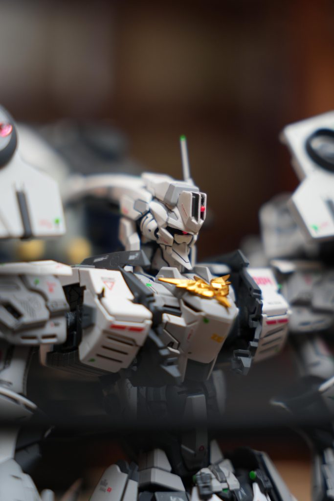 いや〜イケメンですね。ちゃんと目も改造してモノアイにしております！しかも頭部前面にもセカンドモノアイ。ジオング意識ですはい。