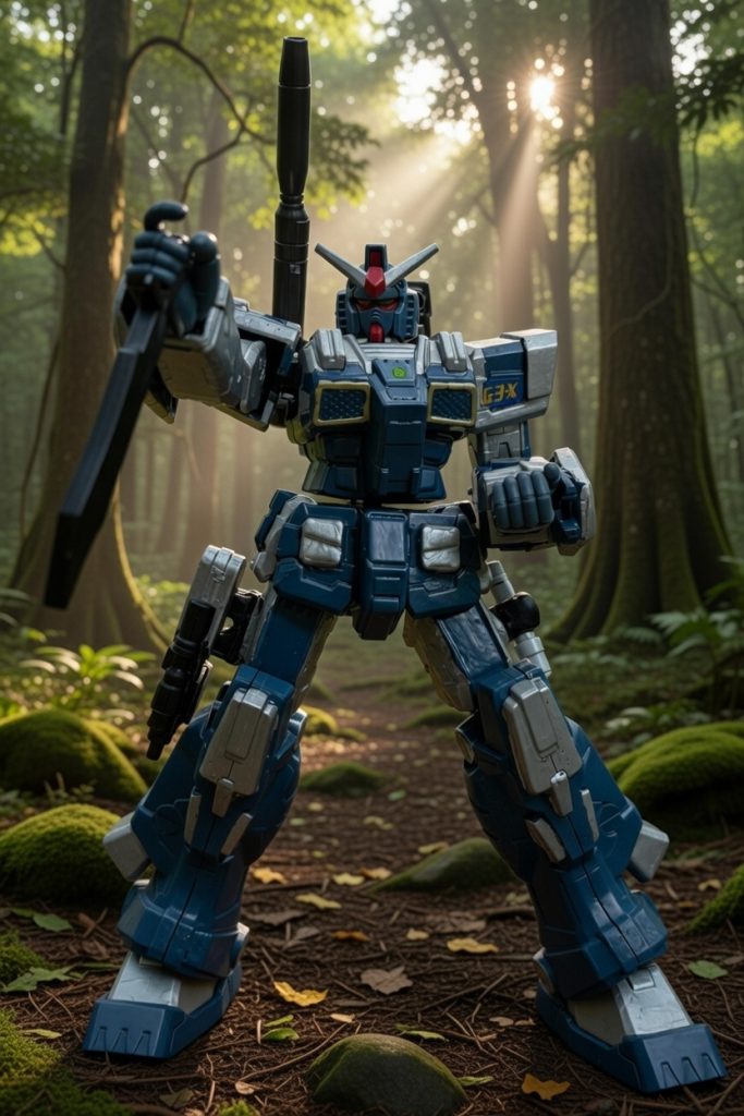 ここからデジラマ。俺設定としては「あぶないガンダム」の世界で戦後開発されたG3ガンダムの強化プランの一つでフルアーマーガンダムの技術を応用しつつ、あらゆる戦況に対応できるように様々な武器が装備されている。主に警視庁がジオン残党やテロリスト対策に運用しており、理想的な戦法をパイロットに促すAIが搭載されている。主なパイロットはマコト・ヒカワ(氷川誠)だがたまにカオル・イチジョウ(一条薫)が動かす場合もある。画像のモノは「GK-06ユニコーン」と呼ばれるコンバットナイフを装備した状態。なおユージのG3ガンダムとは別のG3(アナザーG3と呼ぶべきか)が母体になっている。