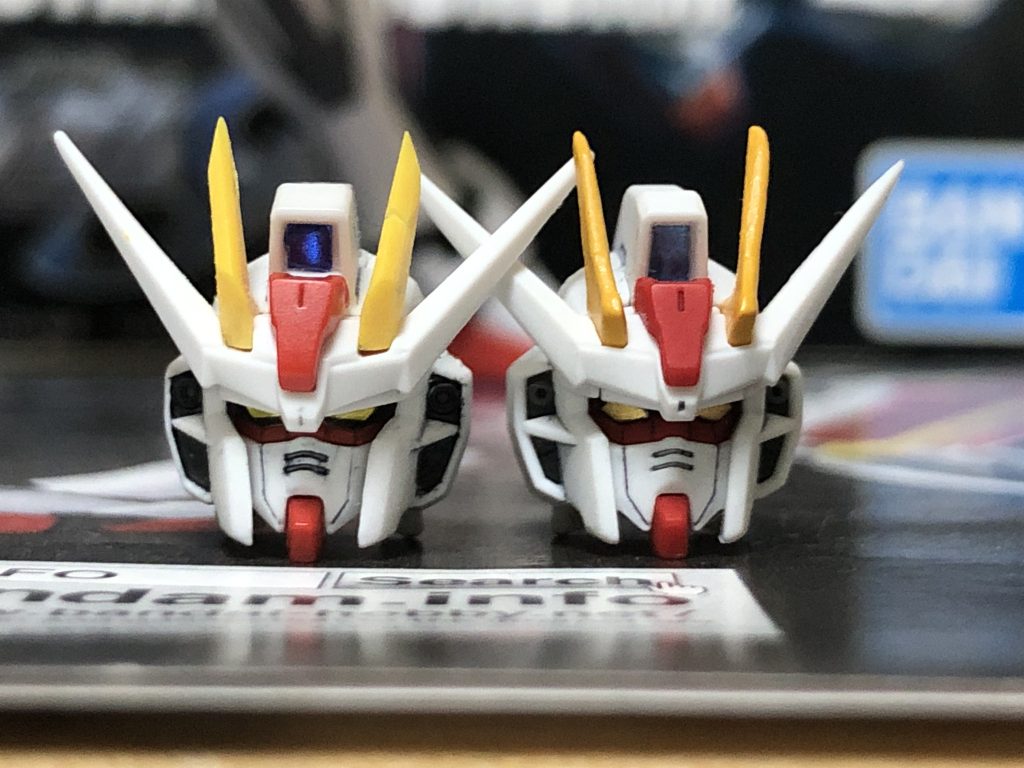 顔はEGの方が重田味が強かったので変えた後、アンテナのイエローが好みの色ではなかったので濃いめの黄色を調色し塗りました。10年程後発のキットなので顔の再現度はやっぱりEGの方に軍配が行きますね