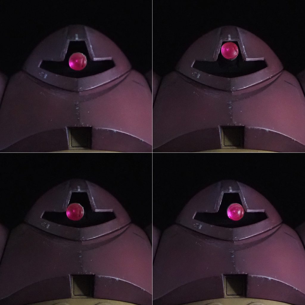 構造上、下までは下げられませんが、上・左右に動かせるように。意外と表情が出るので、ひとまずはこれでOKとしました。