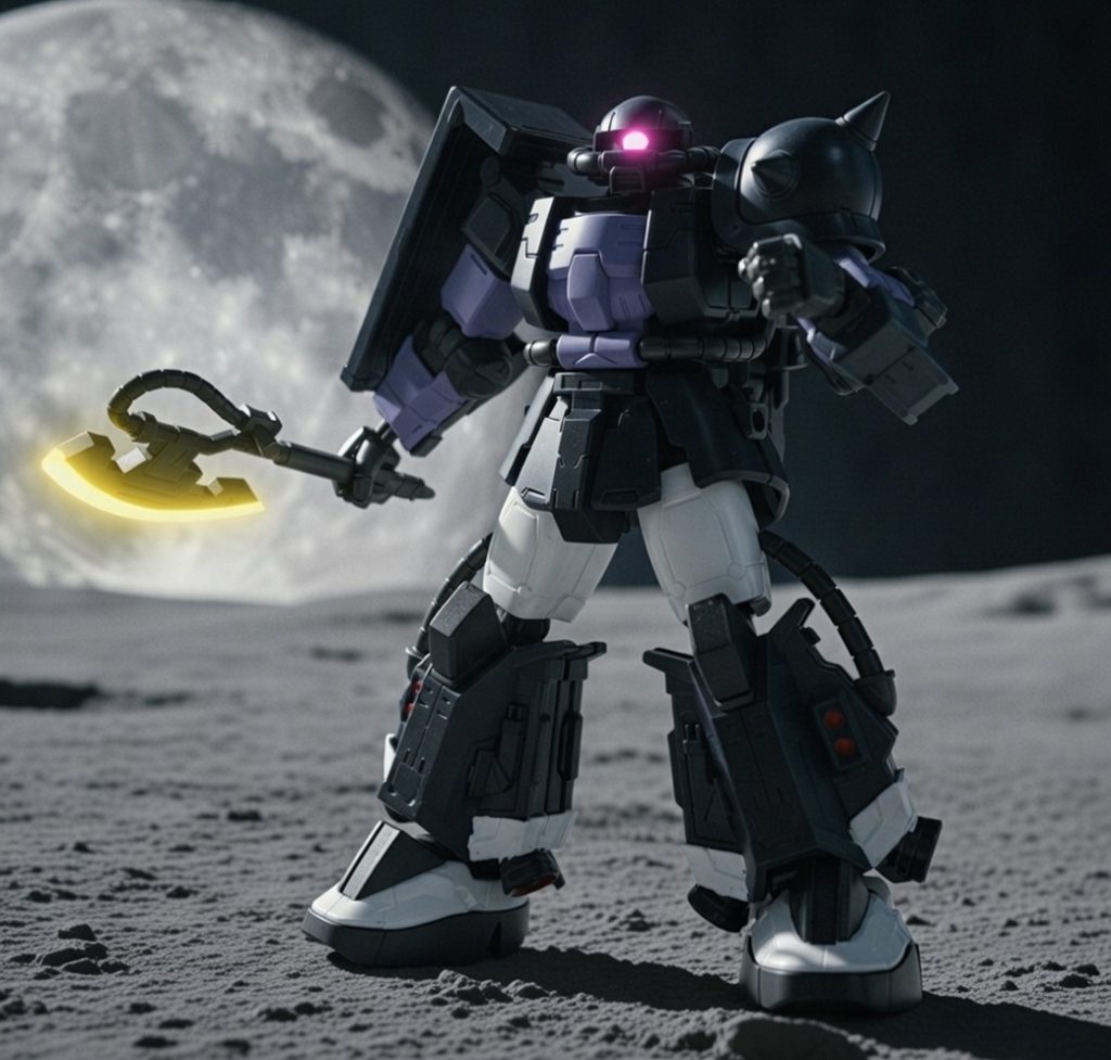 月をバックに。