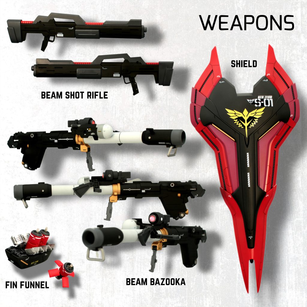 武器やファンネルも、細かく塗り分け塗装しました。