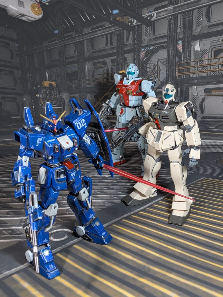 使ったキットHGUC077　ブルーディスティニー２号機&nbsp;HGUC　ジム・コマンド(コロニー戦仕様)HG　ジム(オリジン版)