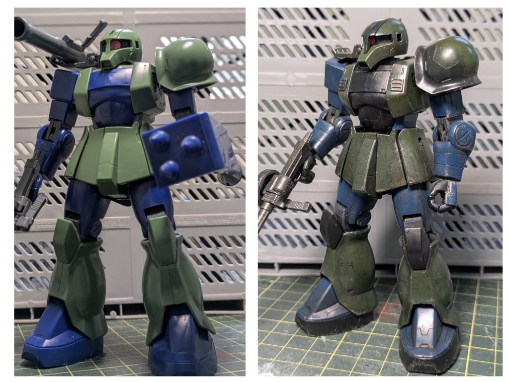 青色部分 コバルトブルー上塗り緑色部分 カーキグリーン上塗りを重ねました。😃