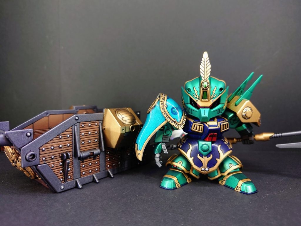 カラーレシピグリーン…GXメタルグリーンセンサー部…GMメタリックイエローグリーンブルー…タミヤディープメタリックブルーゴールド…Mr.スーパーリッチゴールドシルバー…GMシャインシルバーレッド…GMロイヤルメタレッドモノアイ…ガイアノーツ蛍光ピンククリアーガンメタ…タミヤガンメタリックブラウン…ミスタースーパーカッパー下地…フィニッシングサーフェイサー1500ブラック水性プレミアムトップコート光沢水性プレミアムトップコートUVカットスーパースムースクリアつや消し以上でエアブラシ、スプレー、筆塗りで塗装しております。※GM=ガンダムマーカー