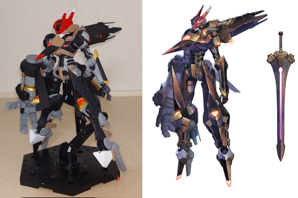 書籍イラストとの比較。色とか細部を完全再現できなかった。反省点