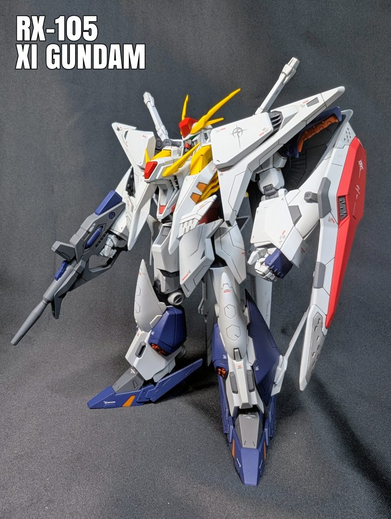 作成中にカトキ版の塗装もよぎりましたが我慢しました😅しかし、やはり白が多いのでシールドだけ差し色感覚で配色してみました。テロリストの機体なのであまり目立つのはダメなんでしょうがお許しを😅