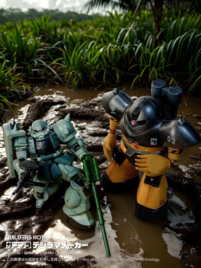 互いの新型は間合いから外れ一度退却、体制を整え後また相まみえる様子だ。テンの側へ駆けるコウ。テンはマゼラトップのパイロットを保護し、マゼラトップ砲の支度をしていた。コウ「大丈夫か??」テン「あぁ何とかね、、、コウに頼まれていた武装類もしっかり用意はしてある」コウ「良くやった!!後は任せろ、、と言いたい所だが