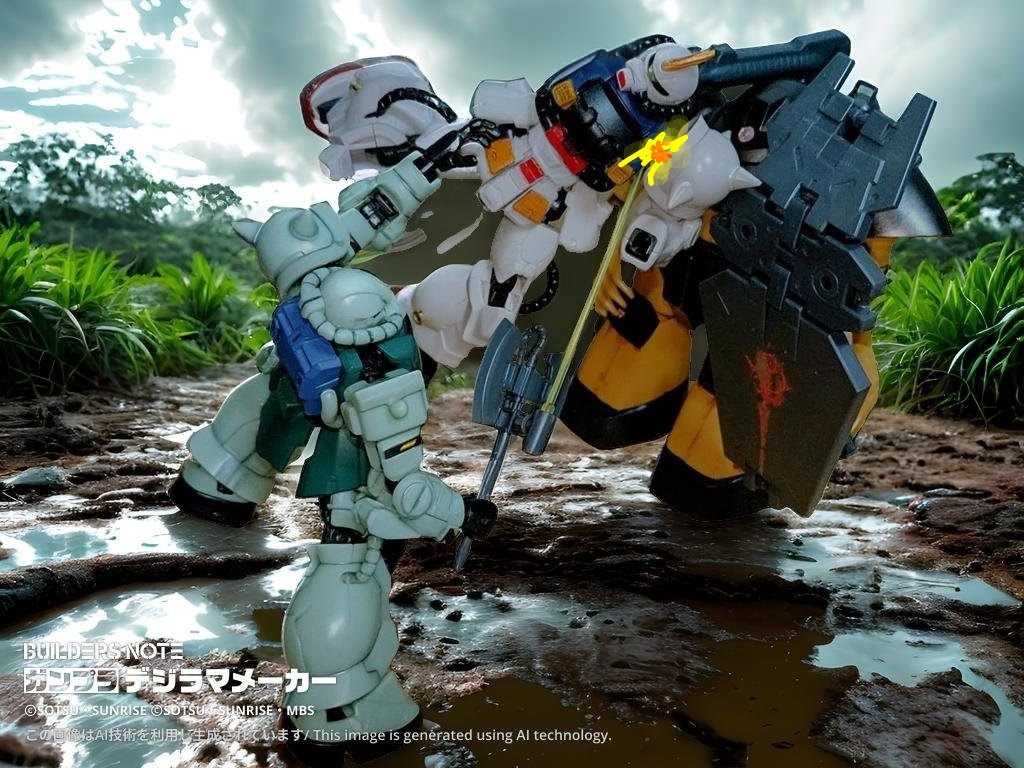 BOOOOOOOOOOOOOMッ!!!!!!見覚えの有るバカみたいにデカい楯が、俺の戦友が、いや親友、あぁもう家族か、、、ん？？バカの声が聞こえる様な、、、、気がす、、、る。テン「コウぉっ!!コウぉーーーっ!!意識が有るならヒートトマホークに付いたパーツに残りのジェネレーター出力を送り込めーーーっ!!!!」コウ「、、、このクラッカーの、、出来損ないみたいなやつかぁ？？」テン「うるせぇ、そうだ早くしろ!!中身はとんでも武器だ、俺を信用しろっ!!」BASHOOOOOOOOOッ!!!!テン御手製のビームニードルが猛禽の片翼、爪を破った!!!!コウ「へへっ、、、ショボｗ、、、、もっと格好良い、、、、強いビームのやつくれよなぁ、、、、」テン「なんだとぉコウっ!!恐らくジオン初のMS用小型ビームサーベルだぞ!!、、、まぁ今はこんなん針みたいなモンだけど。おいっ!!寝るなって!!俺の開発秘話を聞けよーーー!!≡≡≡の出力はさぁ≡≡≡≡≡でさぁ、其れを軸にして≡≡≡≡≡するとあぁなるから、今回は≡≡≡な方向で考えた所、此れがバッチリ来た訳よーー!!」&nbsp;《死のジャングル編》　後編　〜完〜&nbsp;ちょっと疲れました(・・;)ｗｗｗ途中保存するの忘れて半分から書き直しました、、、、(TдT)もう頭ん中ぐちゃぐちゃなりましたねｗｗまた直せってなったら逃亡したい気持ちです====3途中敢え無くカットした情景も有りましたがまぁ何とか詰め込み且つ有る程度は楽しく作れたかと思います(*^^*)b拙い文章ですがまた読んで頂けたら幸いです(#^^#)/