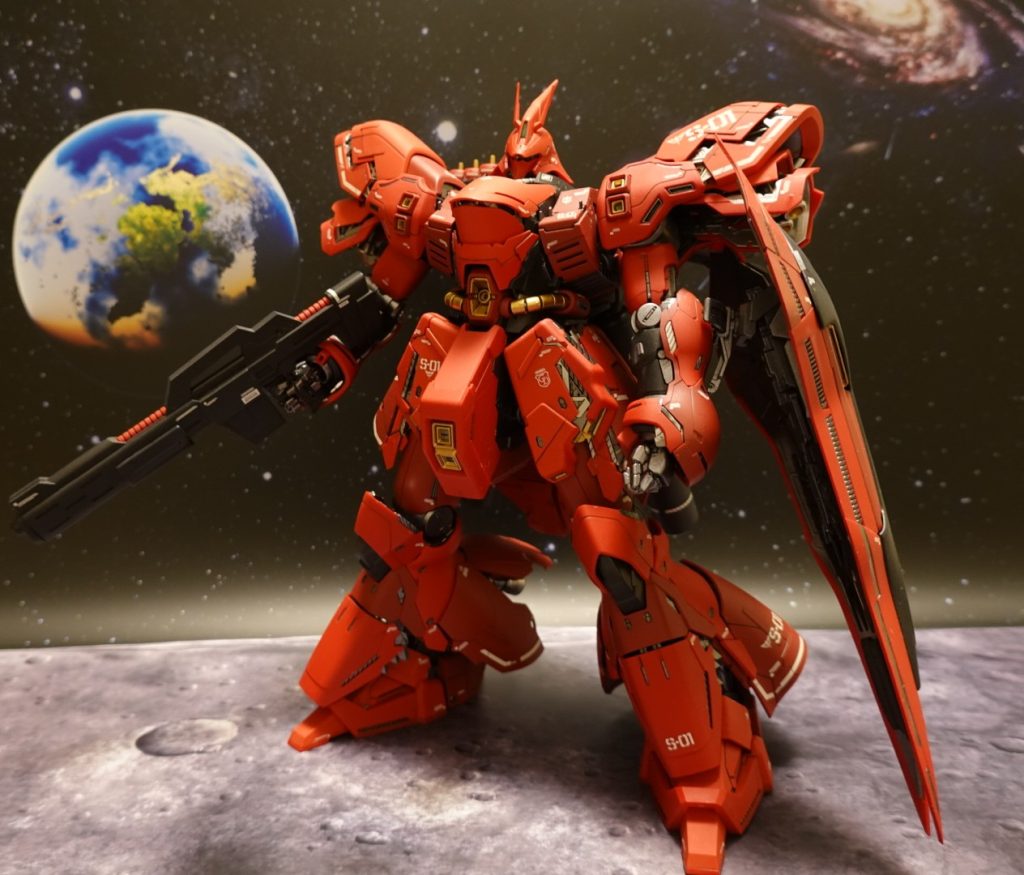 ものすごくワクワクしながら作った機体で出来上がった時の重さや感触など本当に感動したプラモデルでした。子供の頃以来（最後はMGのGP-02）のプラモデルで進化にビビりました(zaku-kao4)