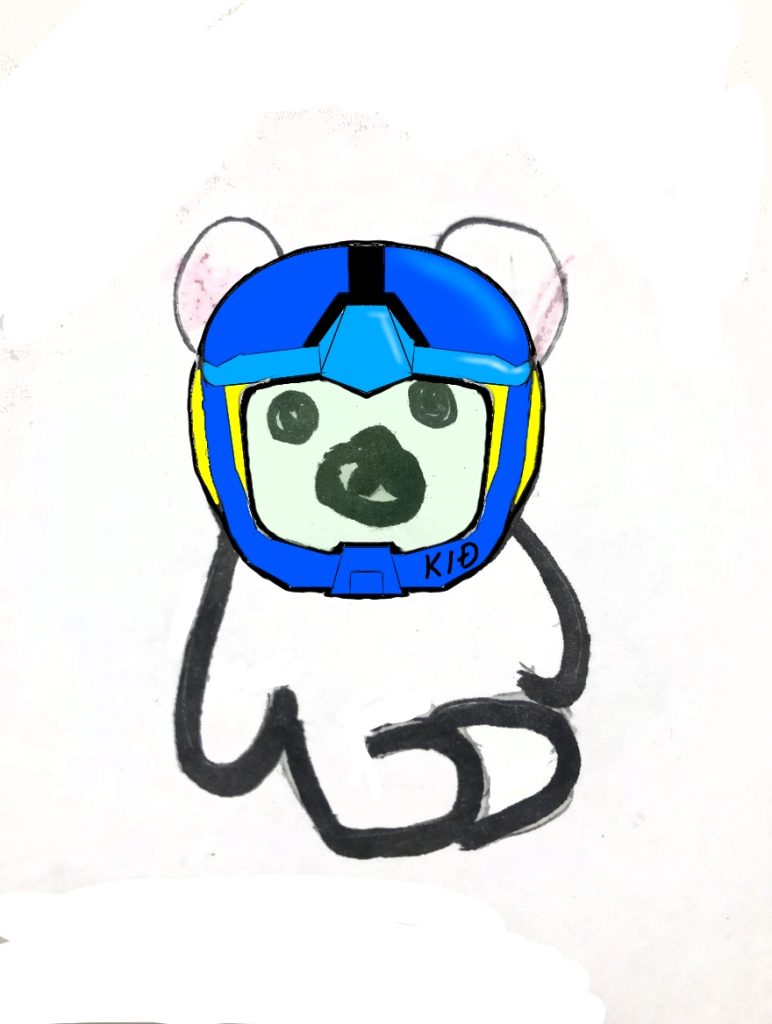 作品名：ヨッチャKIDのNEWアイコンお披露目　笑。<p>娘キッドの作品に、ヘルメット被せてみました！ いい🤤　2枚目が元の作品です！</p>
