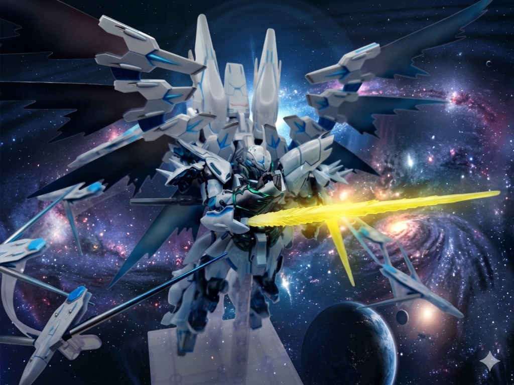 AIに背景を入れてもらいました。こいつでガンプラバトルに参加したいですね～