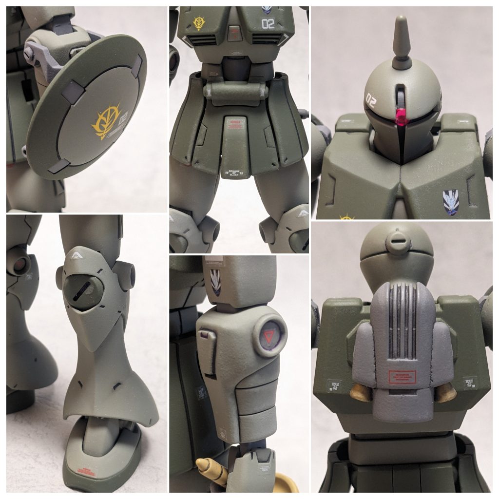 各部アップ。見ての通り、メインのhgucリヴァイブギャンにhgucリヴァイブザク等のパーツを加え、ギャンとザクの中間といった感じに仕上げました。