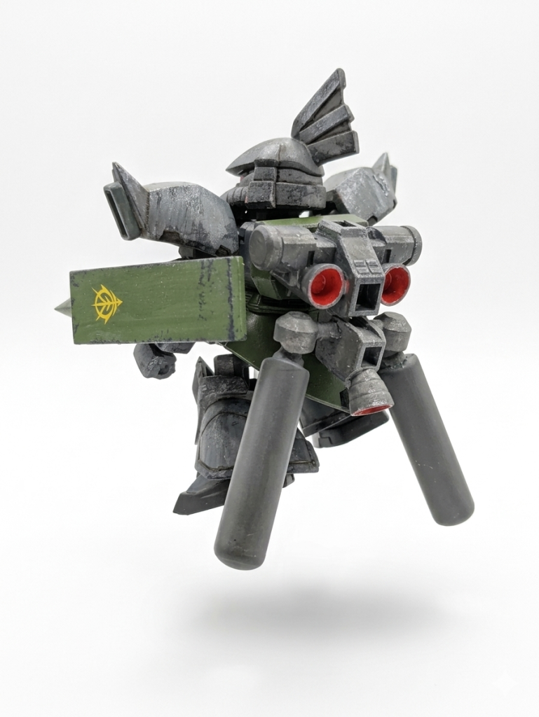 バックパックもジャンクパーツを加工してゲルググМ風味に。