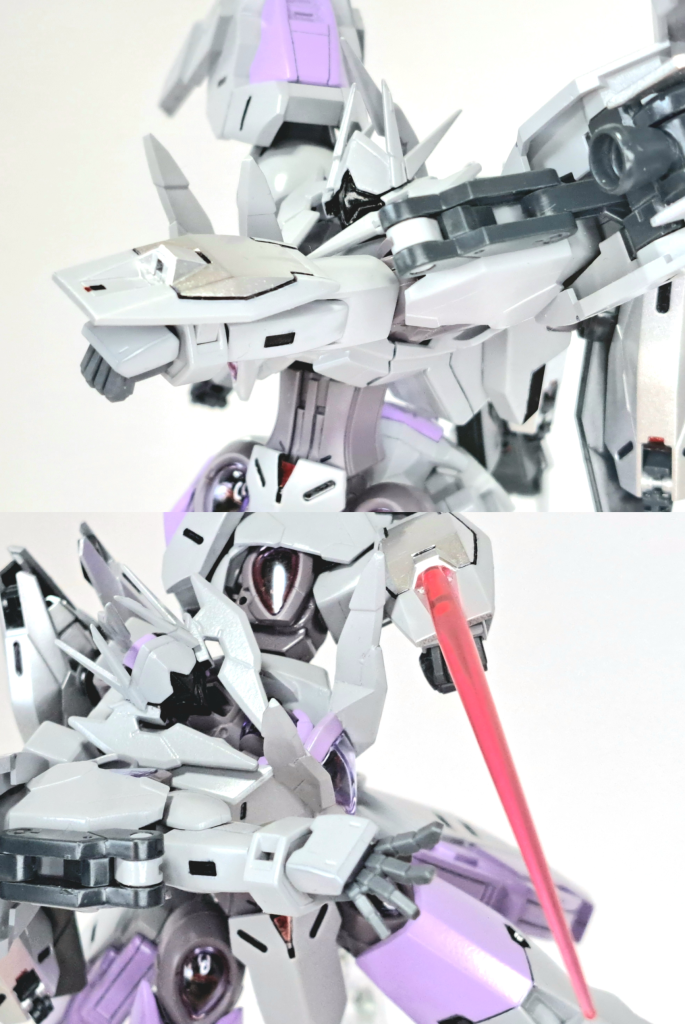 ショートシールド左腕に装備された小型の盾。先端部にはビームガン兼ビームサーベルが内蔵されている。ビームサーベルショートシールドに組み込まれた近接用兵器。