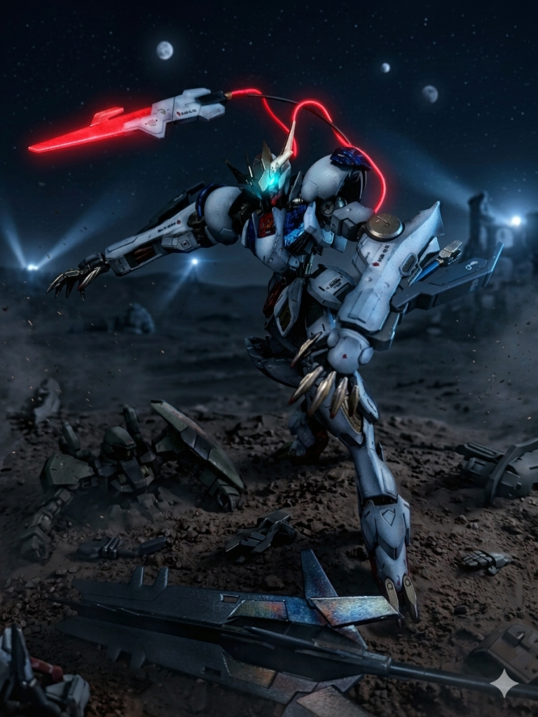 Geminiさんにお願い、今度は夜間戦闘、勝手に光り出しましたが、なんか良き！