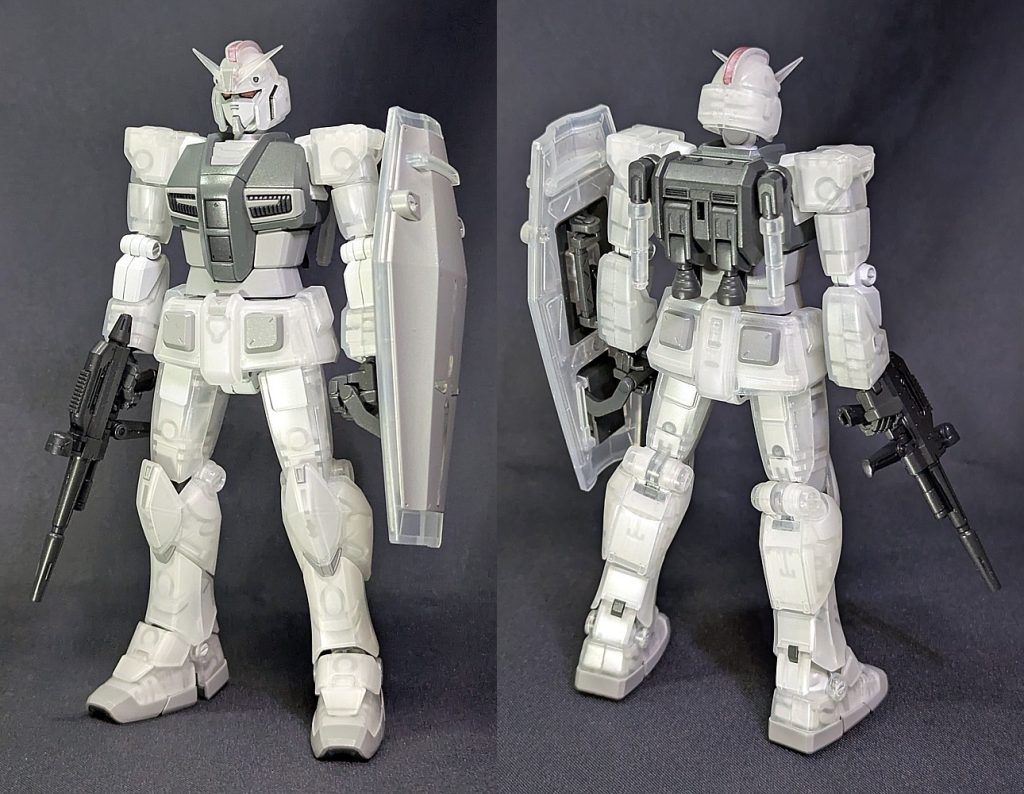 クリアパーツは内側に白塗装をして不思議パワーを表現してますツインアイは窪んでいるので、薄くクリアレッドを流したら端の方に濃いのが行き、これまたいい感じにキットのちょっとした不満点を言えば、スタンド刺す穴がないことと変に関節が硬めなこと。何回か塗膜は剥げました