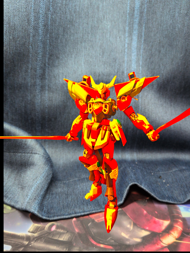 トランザム!この機体にもトランザムが付いていてダブルオーガンダム同様、任意で切ることが可能であるが、限界稼働時間を過ぎると多少性能が落ちてしまう。肩のビームサーベルはあくまでも予備であり、出力が下がっている。