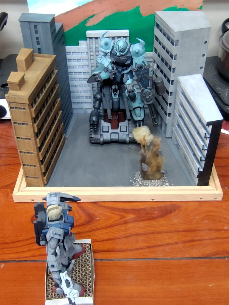 上空写真になります。ビルのデザインは遠近感とサイズを考慮した形状となり、異形してます。