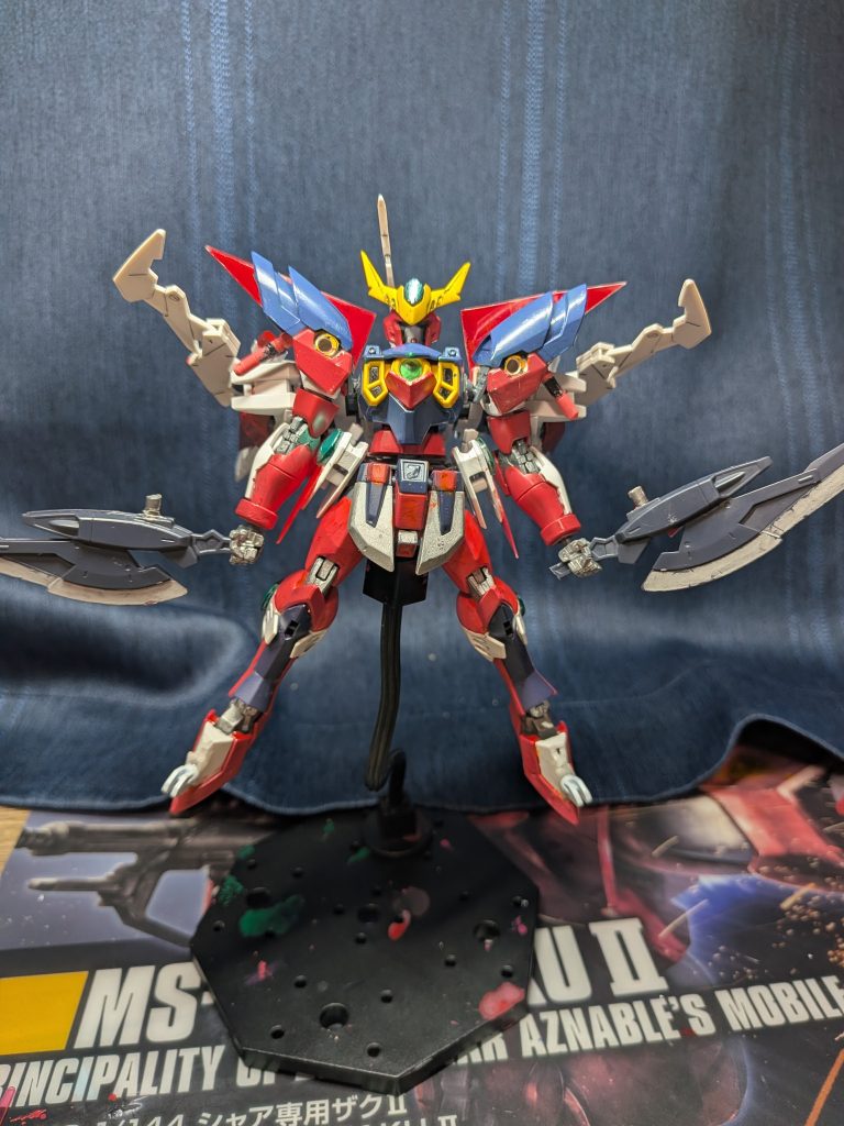 スタンドがなんか汚くなってますが気にしないでください、しっかり落とします!そしてこのポージングはダブルオーライザー初登場のところです!あのシーンはめっちゃかっこよかった!