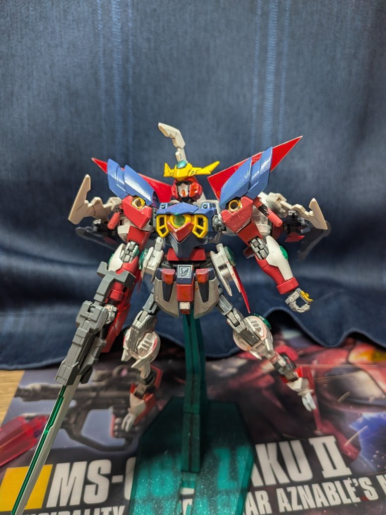 「ヘルバースト!」脚部の装甲を外し各所に配置されたGN小型スラスターを使用することで通常の3倍の速度で発進できる。そのかわり、装甲は戻ってこないためあくまでも移動用になってしまう。今回は以上です。次回はレイのサーガです!それではまた!