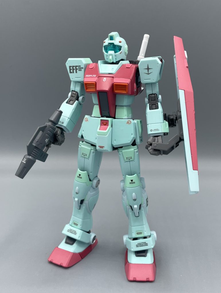 RGM-79 GM　ガンダム界きってのやられ役！それがジム！そして、わたくしキャンプラの大好きなMS！　オリジンシリーズのジムは、何か私がよく知らないバリエーション機が数多展開されていましたが、待望の(?)フツーの(!) ジムが長い刻の果てに発売されました。