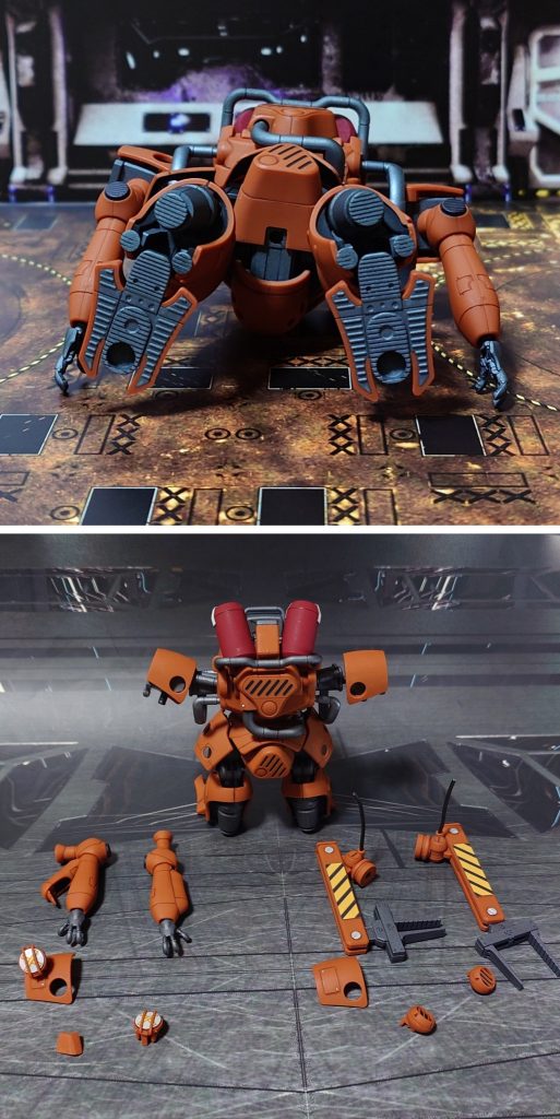 下からのアングルと、選択式パーツ一式。