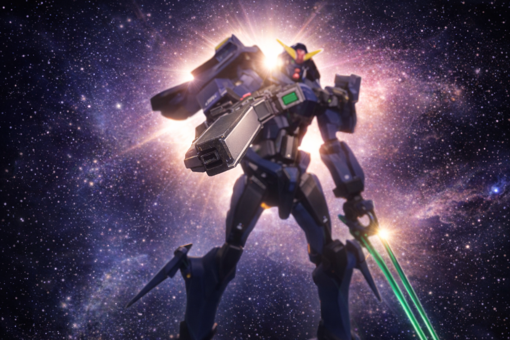 3.「テストとかオリジナルとかコピーとか、何言ってんのか全然わかんない！それに、人のことを“この程度”とか……なんでそこまで言われなきゃなんないの！ていうかアンタ誰！」黒い機体のパイロットへの恐怖より、怒りの方が勝っていた。彼女は疑問と感情をまとめてぶつける。『うるさいやつだな』黒い機体のパイロットが、呆れたように呟いた。『いいだろう。名乗ってやる』『俺の名はフォウ』そして続ける。『この機体は pseudo（スードゥ）ガンダムスードゥ』「ガンダム……スードゥ……？」『クァックスのコピーだが、旧式のオリジナルより優秀だな』男は鼻で笑う。『……もちろん、パイロットの腕もだが』「……」アマテは言葉を失った。『声も出ないか』フォウは淡々と言い放つ。『テストは完了だ。次に会う時は遠慮なく殺す』『覚悟しておくんだな、アマテ・ユズリハ』そして、冷たい声で続けた。『危険なニュータイプは――』わずかな沈黙。『俺が全部ぶっ潰す』黒いガンダム。スードゥがゆっくりと宙域を離れていく。その機体の中で、フォウは小さく呟いた。『俺はもう、悲しまないぜ』『お前みたいな子を増やさせないために……』『空を落とすジオンを叩く。徹底的にな』その瞬間。アマテはサイコミュを通じて、フォウの感情を感じ取った。そこにあったのは――強烈な 怒り と 憎しみ。アマテは戦慄した。