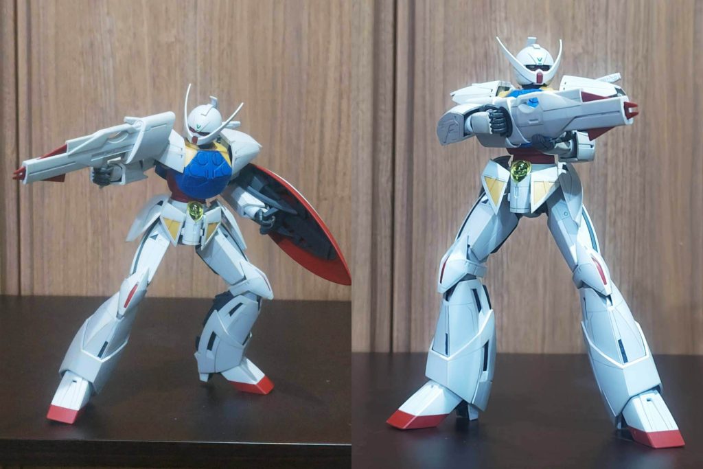 通常のビームライフルと、フルパワーモード。フルパワーだと地形が変わるぐらいの威力なあたり、とんでもないMSです。ただフルパワーモードのビームライフルは、保持に難ありです。この辺改良した新キット出ないかな？