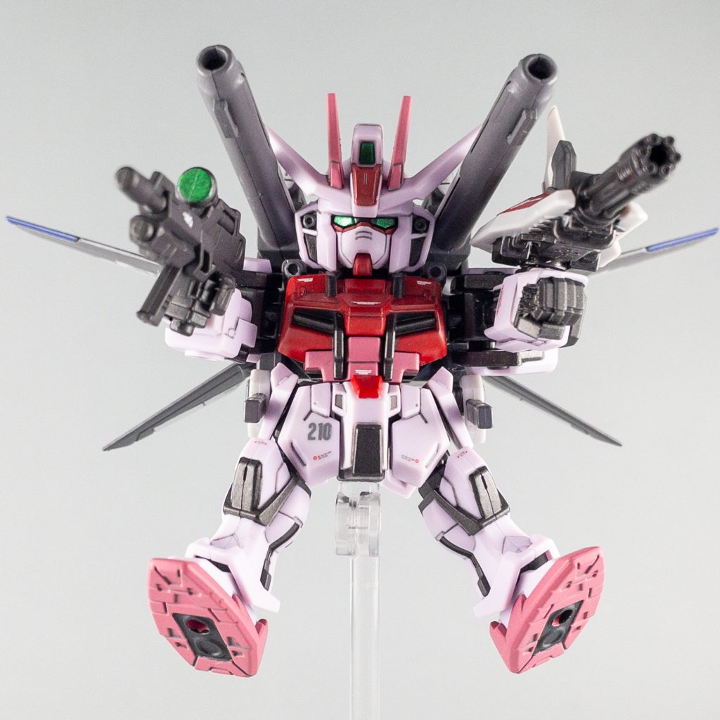 以上、モビリティジョイント ストライクルージュでした。造形自体は足がやや細い気がしますが、概ね良好で、付属されているビームライフルとシールドを装着させるだけで、非常にかっこよくなりますね。そのままでも十分ですが、やはりI.W.S.P.で大化けする。よくMJのEXパーツは