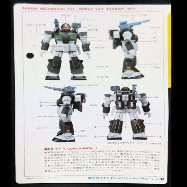 ガンキャノンバックパック製作。いろいろ選定に迷いました💦、意外に同時期の連邦系のMSでは大型のバックパックが無いんですね😭、そこで結局ガンキャノン2の物にしました！資料としては、私のコレクションの旧キットMSVガンキャノン2のを。袋を開封するのが勿体ないので塗装図からスケールアップして寸法をとりました。①の画像で今回も積層プラ板削り出しで製作しました。②の画像でバーニアとスプリングを市販品のを使用。塗装の時に楽なように軸を付けて分割式にしました。③の画像で本体のサイズに合わせて少し各部の寸法を調整しました。これで装備関係の製作を終わらせて、次回よりスジ彫り加工になります🙏（3枚目）