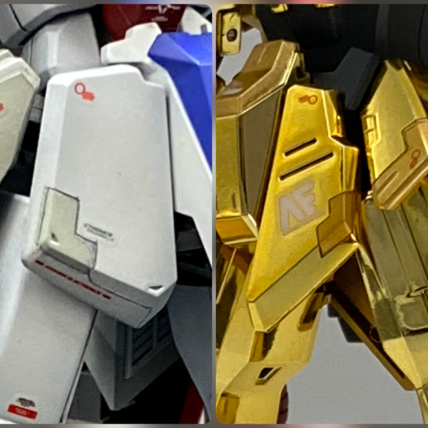 4年半も前に作ったZ、百式と合わせて3機セットにするつもりだったので、スジ彫りするぐらいの簡単制作のつもりでした。スジ彫りは単なるデザインではなくパネルラインでありたい。ムーバブルフレームであれば分割スライド装甲の合わせ目もありですね…で、写真2枚目のフロントアーマー角のコレは何…4年も経てば考え方も変わるようです😅で、正解が分からなくなった結果、実際に開けば文句はあるまいとあちこち切り刻み、結果正しいスジ彫りはどこへやらスジ彫り無しになりそうです💦写真３枚目、一度貼り合わせてみました。肉眼で見ると隙間がカッコ良いのですが、写真で見ると目立たないので、もう少し派手にやってよさそうですね😃（2枚目）