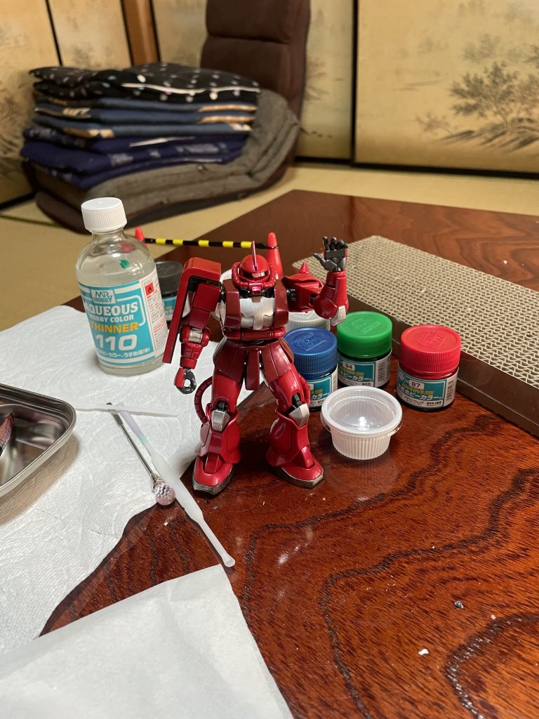 ザクⅡ  シャアザク　初めての塗装（筆塗り）