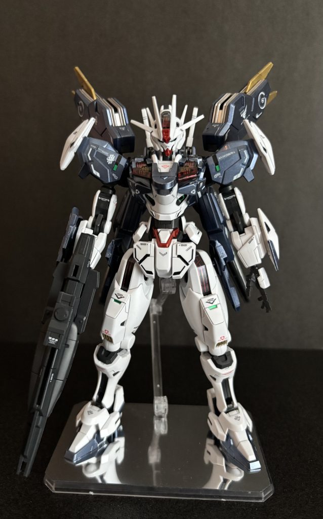 正面フレーム部分は暗めの色が好きなのですが、ダークグレー系はセットにしか入ってないんですよね。。毎回セット買いは家計圧迫のためフレームぐらいなら初心者でもスプレーいけるんじゃないかとクレオスのジャーマングレーで塗装しました(zaku-kao2)