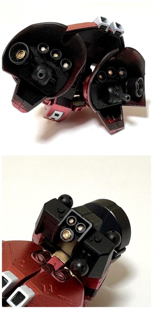 元キットとなる「BB戦士382 サザビー」SDとあなどることなかれ。非常に細かい造形でバーニアもしっかり造形されています。市販のモールドパーツをゴールドに塗って、ディテールアップしました。