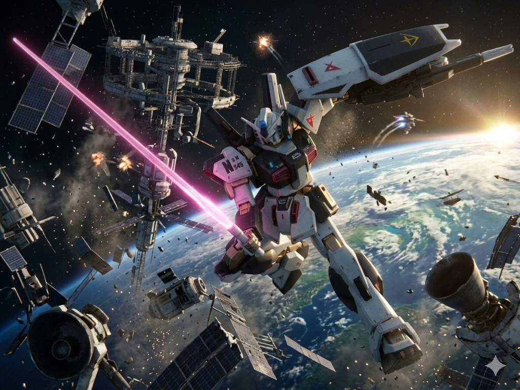 背景消してないバージョンをgeminiに「実写映画風にしてくれ」っていうとこんな感じです。なんちゃって合成のゴールというか目標はこんな感じなのですが、・照明を増やすとか・ビームサーベルに発光ギミックを仕込むか、UV系で頑張るかとか先は遠い。自分で壁紙として楽しむ分にはほぼ到達点のような気がしています。