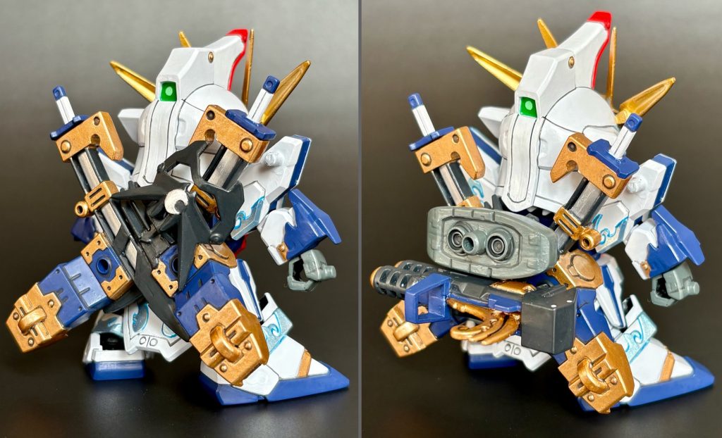 背中に銃や面具など装備可能