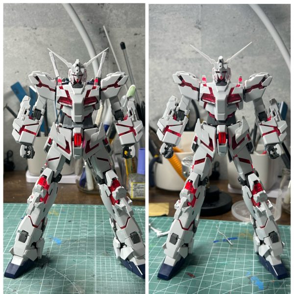 唐突にMGのユニコーンガンダムをパチ組してしまいました。そんでね、メチャクチャ脚が長い、とにかく長い。気持ち悪かったので定番工作を行い、かなり短くしたんです。胴体も伸ばしたりなんかして調整した結果がコレです。それでもまだ長い気がしますね。骨盤も広げたり肩の位置も上げたり、色々やったんですけどベストなプロポーションにはなりそうにないですね😅箱開けるんじゃなかった😭もう少し弄って納得したらGP-02に戻ります😂（2枚目）