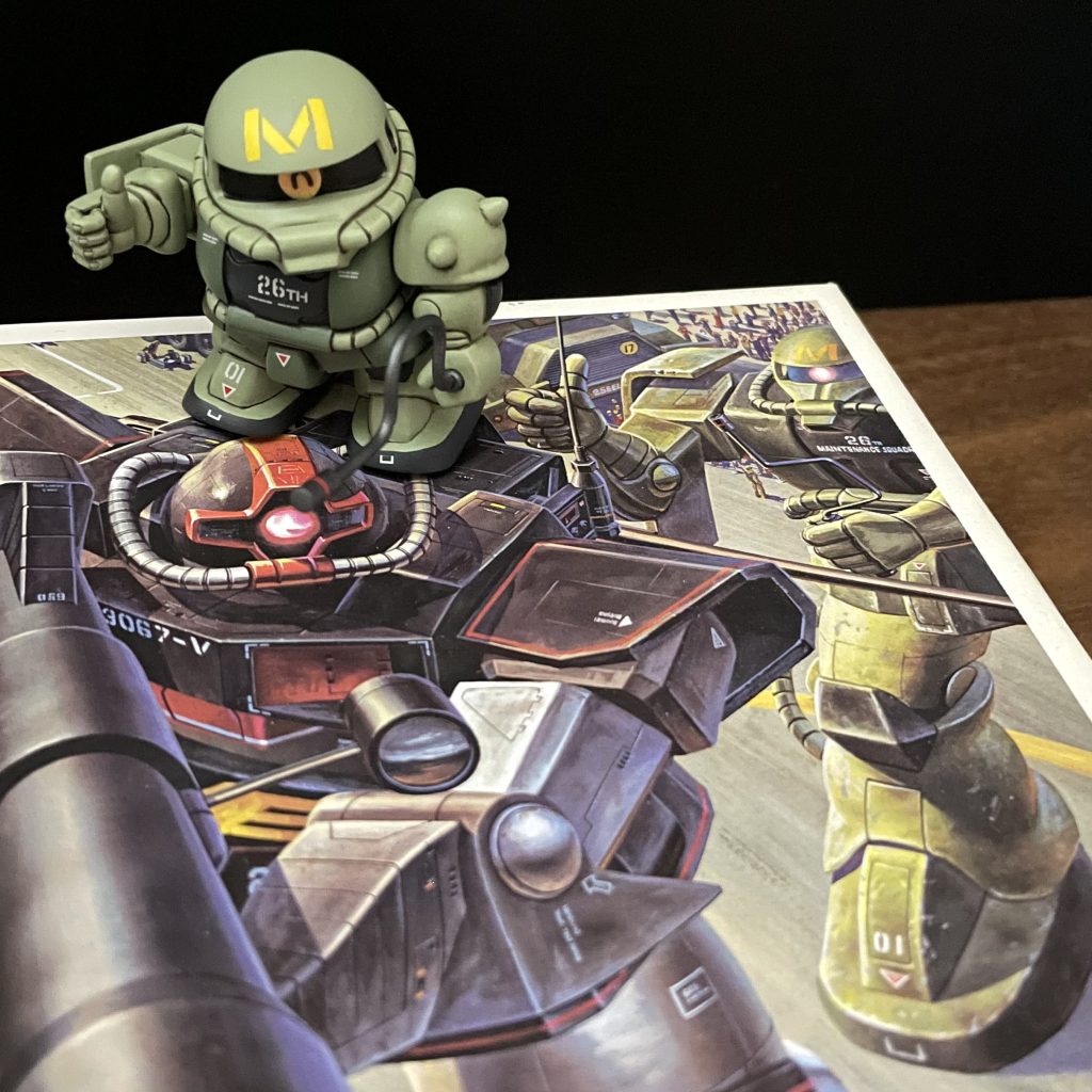 SDのモノアイタイプを作る際にはいつも入れるニッコリを今回も入れました。プロトタイプドムもいつか作って一緒に立たせたいです。