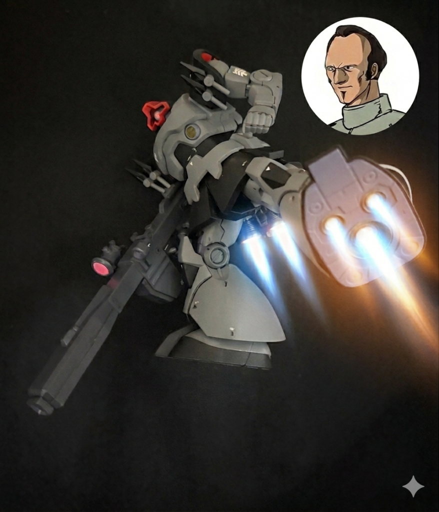 いつかやりたいと思っていた副官シリーズ第1弾でした。あとはマ・クベ大佐の副官ウラガン中尉、ギレン大将(後にキシリア少将)の副官トワニング准将も予定しています。