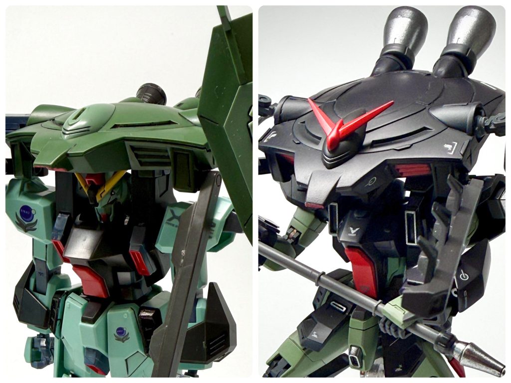 被り物の角度をつける仕様に変更。頭部は胴体に格納できるようにしたので、高速強襲形態次に元キットのように頭部が丸見えになることはありません。