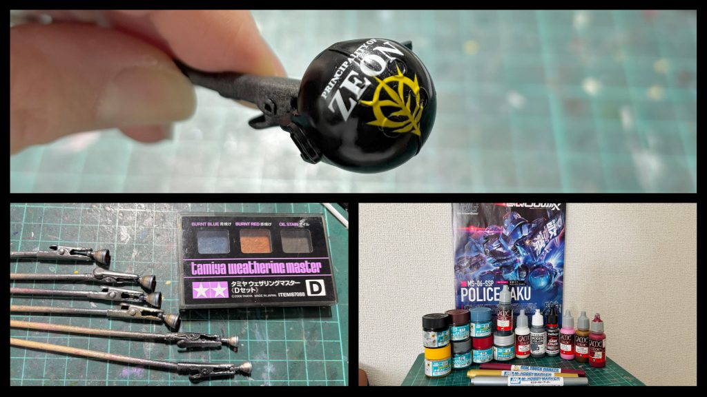 ギャビー・ハザード専用デカールを使用しました。バーニア焼けは、ウェザリングマスターになります。使用塗料各種です。