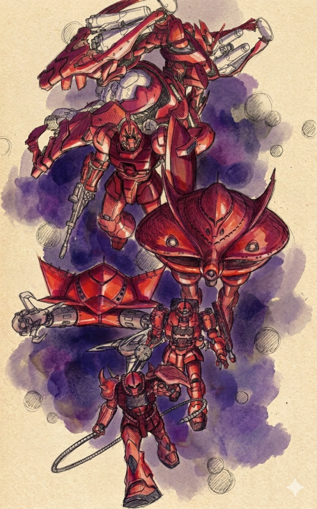 前回ヅダ作った時にこれ見ちゃってね。「なんか、シャア専用グフあるやん!ええやん、コレ!」って思ってそのままモデル化してみました。