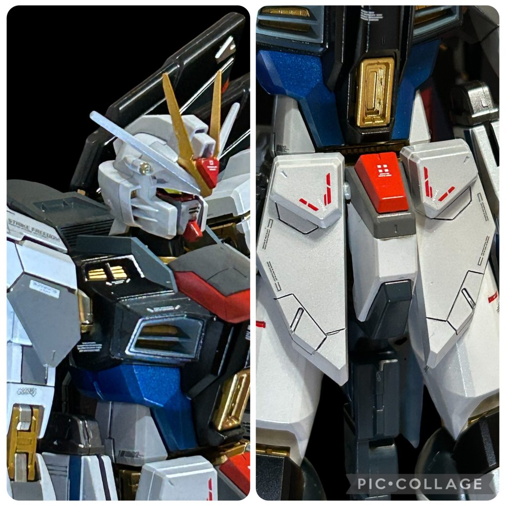 フロントスカートがアッサリが過ぎるのでスジボリ。胸部ダクト周り、肩部腕部もスジ掘って塗り分け。