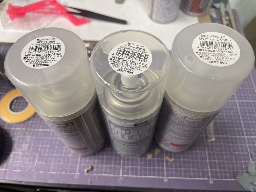 1⃣塗装中2⃣使った塗料一覧3⃣使用したサーイエッサー4⃣今回のトップコート