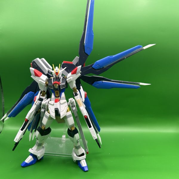 ストライクフリーダム弐式をメタルロボット魂の形状を意識して改修をしています。劇中のシーンも再現できるように加工しています光の翼やエフェクトパーツやレールガン等はフルスクラッチで作成致しました。（2枚目）