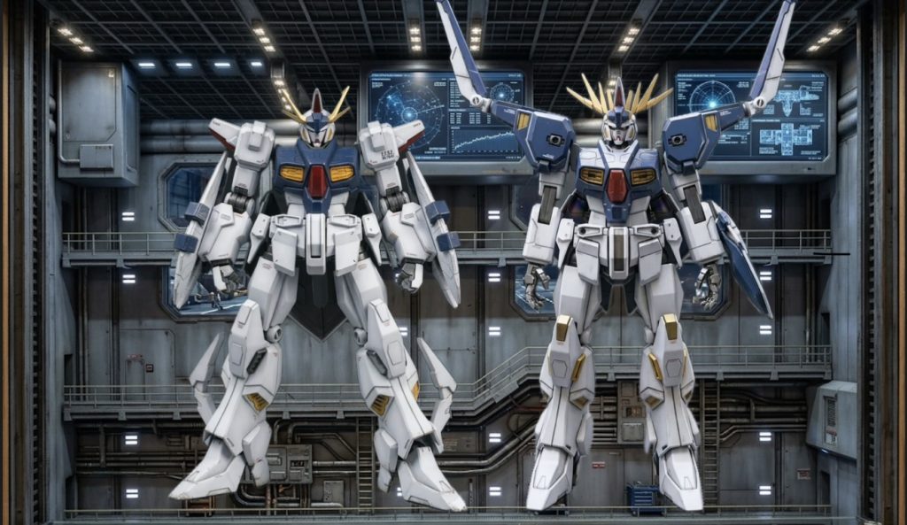 ■1号機オデュッセウスガンダムと2号機アルケイデスガンダムの違い●開発目的オデュッセウスガンダム（1号機）フィックス・フライトユニット用コア機大気圏内外の超高速機動戦闘の確立ペーネロペー運用前提アルケイデスガンダム（2号機）フィックス・アルゴスユニット用コア機宇宙拠点制圧・対NT戦闘の確立ヘラクレス運用前提●設計思想1号機「空を支配するための機体」軽量・高機動・空力制御重視ユニット側に火力・防御を依存2号機「戦場を制圧するための機体」高出力・重装甲・情報処理能力重視コア単体でも戦闘可能な完成度●戦闘コンセプトペーネロペー（1号機完成形）超高速戦闘制空権掌握一撃離脱・高機動殲滅ヘラクレス（2号機完成形）拠点制圧オールレンジ攻撃長時間戦闘・対多数戦●コア機単体性能の差オデュッセウスガンダムあくまで「飛行ユニット制御中枢」単体戦闘力は限定的高応答・軽量設計アルケイデスガンダム単体でも攻撃MSとして成立出力5,480kW／推力重量比4.56重武装・高耐久決定的な違い1号機＝ユニット依存型2号機＝単体でも戦えるユニット中核機●サイコミュ運用1号機フライト制御補助レベル高速機動時の姿勢制御支援2号機フィックス・アルゴスユニットと完全連動ファンネルミサイル統合制御実戦級ニュータイプ戦対応&nbsp;